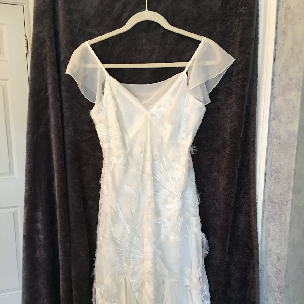 Sharon Max Elegant Feathered Dress